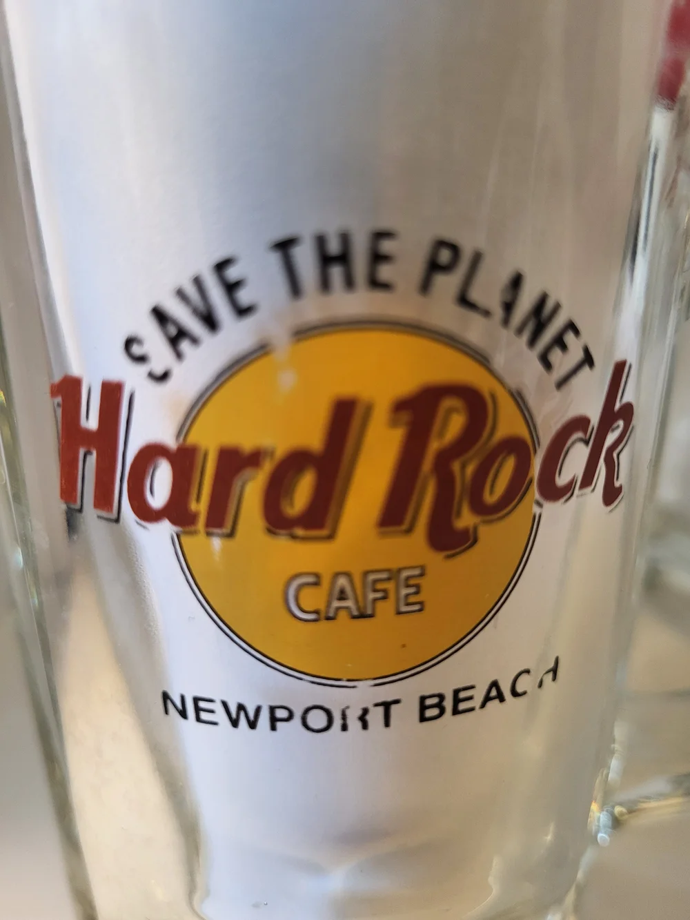 Hard Rock Cafe Newport Beach Logo Glass Beer Mug S/2 6